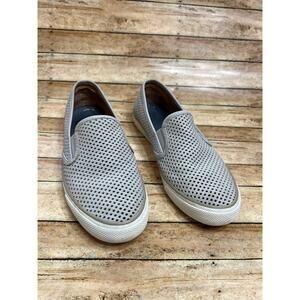 Sperry Women's Seaside Perforated Leather Slip On Sneaker STS95717 Gray Size 8M